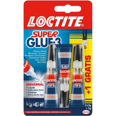 Afbeelding van Loctite Secondelijm Super Glue Universal, 2 + 1 Gratis, Op Blister