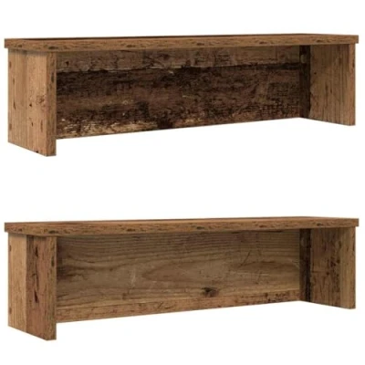 Afbeelding van vidaXL Keukenrekken stapelbaar 2 st 60x15x16 cm oud houtkleurig