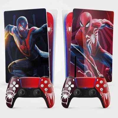 Afbeelding van Sticker PS 5 Spider, Gaming sticker, console en controller, standaard Disc editie, Skin Miles Moralles (2 controllers)