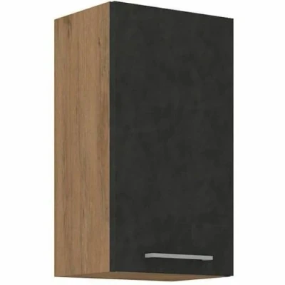 Afbeelding van ROCK hoge kast Melamine met lancelot eiken en matera grijs decor 1 deur L40 x H72 cm