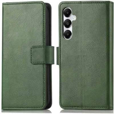 Afbeelding van iMoshion Hoesje Geschikt voor Samsung Galaxy A55 Met Pasjeshouder Design Bookcase smartphone Groen / Green Flowers