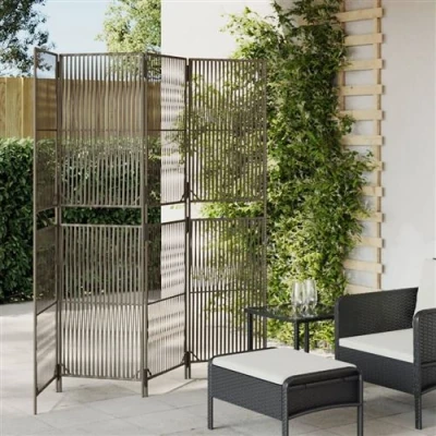 Afbeelding van Kamerscherm 4 panelen poly rattan grijs