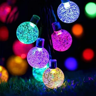 Afbeelding van Lichtsnoer voor binnen/buiten op zonne energie, 50 ledlampen, waterdicht, tuin, patio, binnenplaats, thuis, kerstfeesten, bruiloft, 8 modi, 7 m, meerkleurig