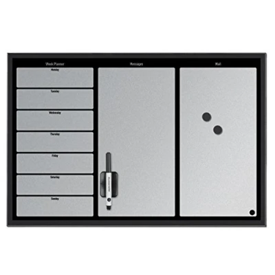 Afbeelding van Whiteboard planner 60x40 3 vaks rand zw