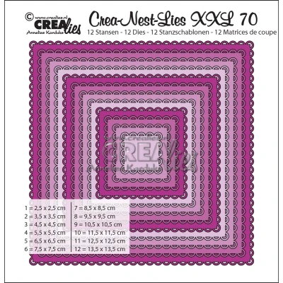 Afbeelding van Crealies Crea Nest Lies XXL no 70 Squares with open scallop max. 13,5x13,5 cm / CNLXXL70