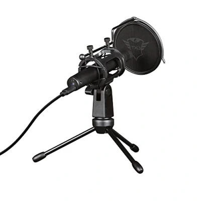 Afbeelding van Trust Gaming GXT 241 Velica Micro PC USB Streaming, met statief en anti popfilter, gamer microfoon, ASMR, studio opname, zang, twitch, YouTube, PC/computer, zwart