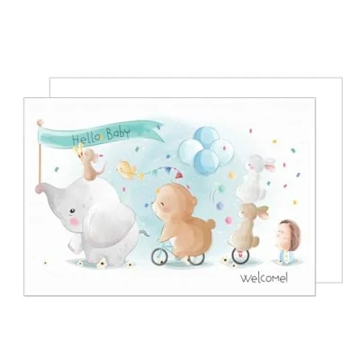 Afbeelding van Edition Seidel Carte de vœux naissance XXL Maxi Avec enveloppe au format A4 Bébé d&#039;événement Welcome Hello garçon et fille E277