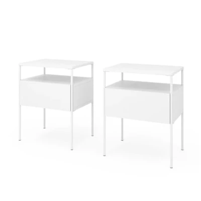 Afbeelding van Vicco Nachtkastje Mira, Wit/Wit, 40 x 50 cm Set van 2