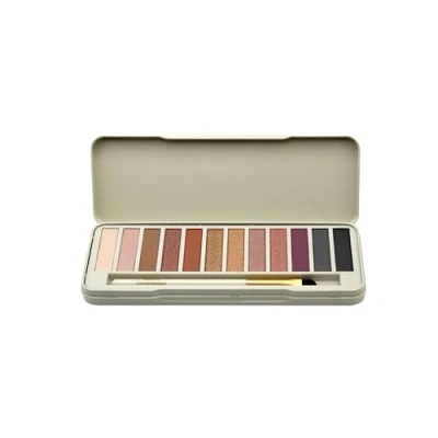 Afbeelding van bonvoyage Essentials Naked Eyes, professioneel make uppalet met 12 natuurlijke oogschaduwen, meeneemset voor meisjes, tieners en vrouwen