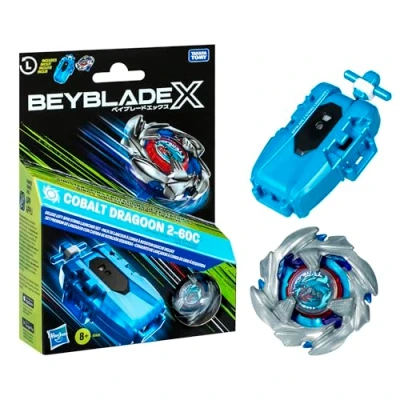 Afbeelding van Beyblade X Pack Cobalt Dragoon 2 60C met Deluxe touwwerper, linksdraaiend