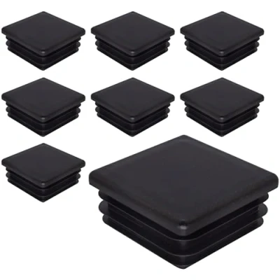 Afbeelding van SKIR&#039;CO Set van 8 vierkante kunststof doppen 50 x mm zwart RAL 9005
