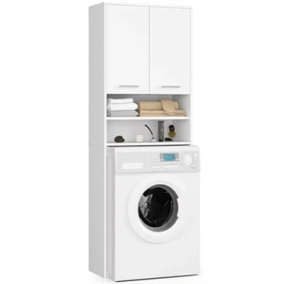 Afbeelding van AKORD Hangkast voor wasmachine, opbergkast 64 x 180 30 cm (b h d), gewicht kg, ombouwkast met 2 deuren, opbergvakken