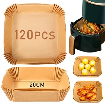 Afbeelding van Air Fryer Paper Vellen 120 Stuks Disposable Liner Bakpapier Waterdicht Non Stick voor Pan Oven Magnetron Hete Friteuse, 20,06 cm, Vierkant