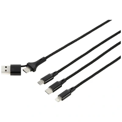 Afbeelding van Renkforce USB laadkabel 2.0 A stekker, C micro B Apple Lightning stekker 1.20 m Antraciet/zwart