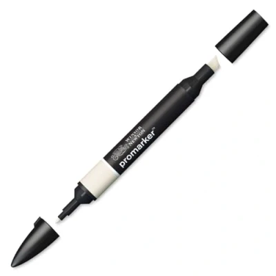 Afbeelding van Winsor &amp; Newton ProMarker 0203186 professionele markeerstiften, 2 punten, dun en breed, voor tekeningen, design lay out van zijde