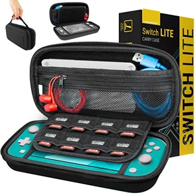 Image de Orzly Étui pour Nintendo Switch Lite Housse de transport avec rangement jeux et accessoires Noir uni