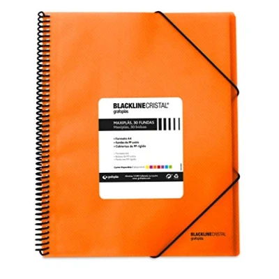 Afbeelding van Grafoplás 39833252 Ordner A4, polypropyleen, 30 hoesjes, Orange Maxiplas Blackline Crystal