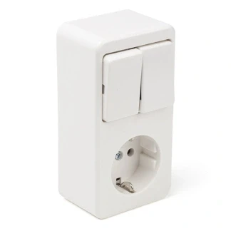 Afbeelding van Stopcontact met schakelaar Berker (Opbouw, Randaarde, Serie, Wit)