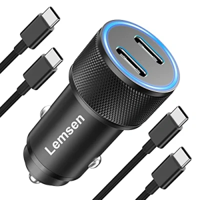 Afbeelding van Adaptateur allume cigare USB C, Lemsen 60 W Dual Port C