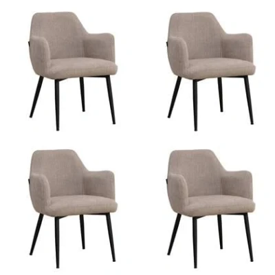 Afbeelding van Bronx71® Scandinavische eetkamerstoel Lars taupe gerecyclede stof Eetkamerstoelen set van 4 stoel