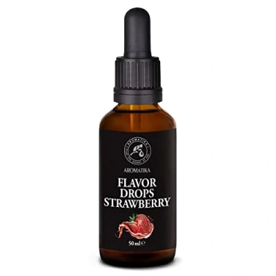 Afbeelding van Aardbeiensmaakdruppels, 50 ml, levensmiddelaroma, aardbeiensmaak om te koken, donker glas met druppeltelling, druppels veganistisch aroma, nul calorieën, concentraat flave drops