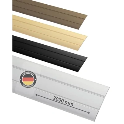 Afbeelding van Gedotec Zelfklevend aluminium overgangsprofiel, platte overgangsrail, 37 mm brede bodemframe, compensatieprofiel, geanodiseerd zilver, 200 cm beschermframe, 1 stuk onderste profielrail