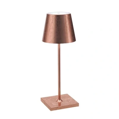 Afbeelding van Zafferano Poldina Pro Mini Tafellamp Oplaadbare Buitenlamp Koper Bureaulamp Snoerloos Dimbare LED Lamp Tuinlamp met Draadloos Oplaadstation 30 cm x Ø 11cm