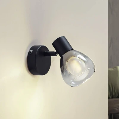 Afbeelding van Lindby Pendura wandlamp, Ø 9 cm, zwart, glas