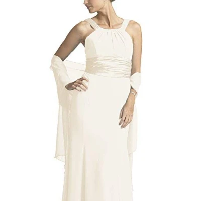 Afbeelding van Flora Chiffon sjaal voor bruidsmeisjes, eindejaarsbal, 228,6 cm lang, Ivoor