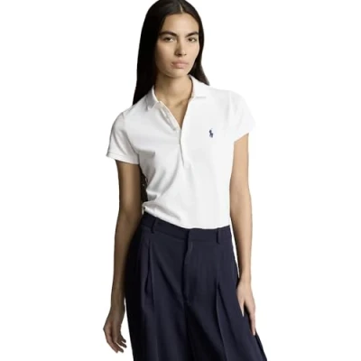Afbeelding van Ralph Lauren Elastisch slim fit poloshirt voor dames, Wit., L