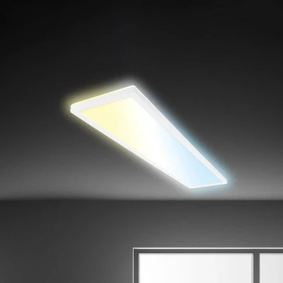 Afbeelding van Briloner Tava LED Plafondlamp 98cm 7533016 Dimbaar Afstandsbediening Nachtlamp functie Indirect licht Plat 98 x 20 3 cm Wit
