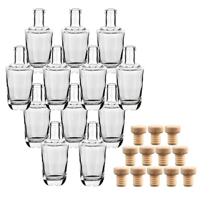Afbeelding van gouveo 12 glazen flessen van 250 ml &quot;Alchimia&quot; met doppen (HGK) kleine kurkstop voor het vullen likeur