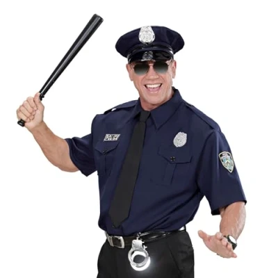 Afbeelding van Widmann Politie &amp; Detective Kostuum New York American Cop Man blauw XL Carnavalskleding Verkleedkleding