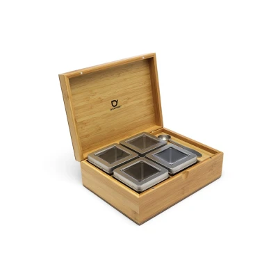 Afbeelding van Bredemeijer Tea box natural bamboo +4 canisters +spoon