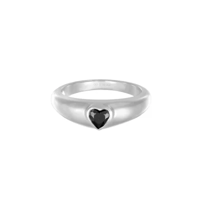 Afbeelding van Elli HERZ Liebe Ring, Dames, Maat: 48, Schwarz