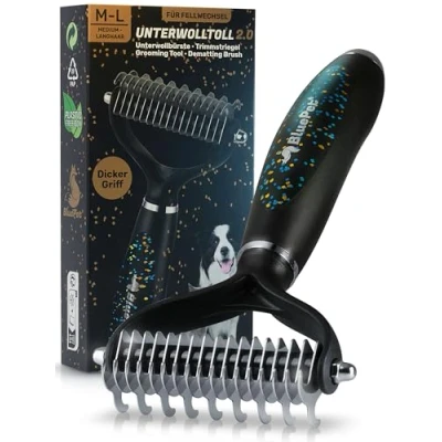 Afbeelding van BluePet UnterwollToll Honden en kattenborstel voor lang haar, ondervachtkam verwijdert ondervacht knopen, massage effect haarbescherming, vachtborstel
