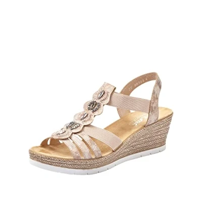 Afbeelding van Rieker Sandalen met sleehak, Dames, Maat: 40, Rose Kunststof