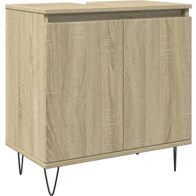 Afbeelding van Badkamerkast 58x33x60 cm bewerkt hout sonoma eikenkleurig