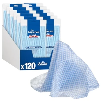 Afbeelding van Spontex Essentials 12 verpakkingen met elk 10 doeken voor alle doeleinden (in totaal 120 doeken)