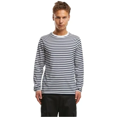 Afbeelding van Brandit Stripe Longsleeve, Heren, Maat: Large, Navy white