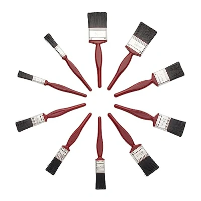 Afbeelding van Fit For The Job Set van 10 penselen in verschillende maten voor een gladde afwerking met emulsieverf glanzende en zijdematte look op muren, plafonds, meubels, hout, metaal Borstels