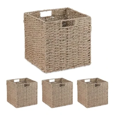 Afbeelding van opbergmand zeegras set van 4 30x30x30 cm badkamer speelgoed