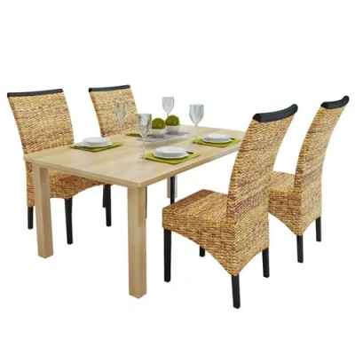 Afbeelding van vidaXL Eetkamerstoelen 2 st abaca en massief mangohout