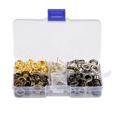 Afbeelding van 140 stuks messing ogen met een binnendiameter van 8 mm voor canvas, kleding en leer, knutselen, zelfklevende sluitring
