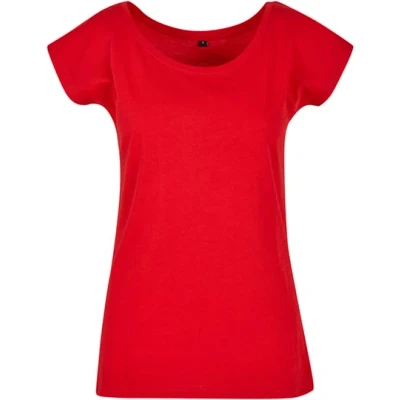 Afbeelding van Build your Brand Ladies ́ Wide Neck Tee BYBB013 CITY RED
