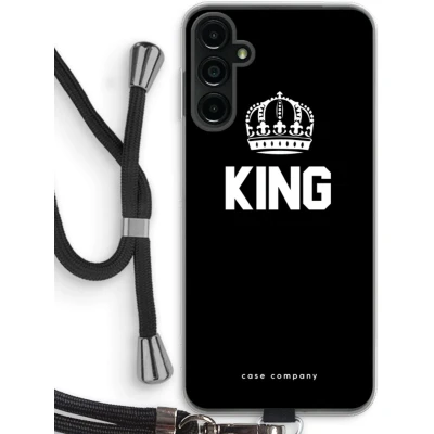 Afbeelding van Case Company® hoesje met Koord geschikt voor Samsung Galaxy A14 King Zwart Telefoonhoesje Bescherming aan alle Kanten en Over de Schermrand