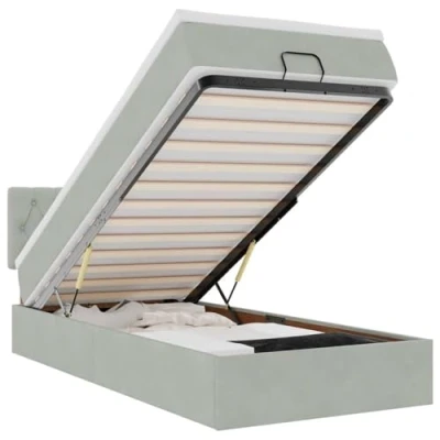 Afbeelding van vidaXL Ottoman bed met matras en LED&#039;s 90x200cm fluweel lichtgrijs