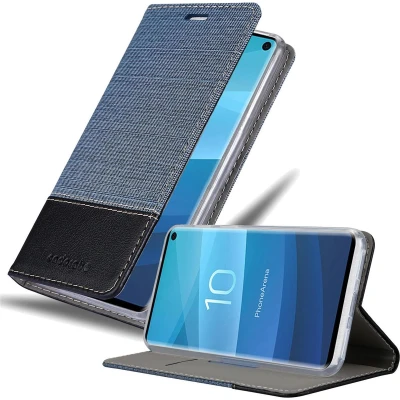 Afbeelding van Cadorabo Hoesje geschikt voor Samsung Galaxy S10 5G in DONKERBLAUW ZWART Beschermhoes met magnetische sluiting, standfunctie en kaartvakje Book Case Cover Etui