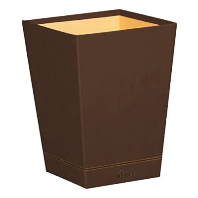 Afbeelding van RHODIA 194617C papieren mand, bronskleurig, 24 x 32 cm, oranje buitenkant van kunstleer collectie Home Office Rhodiarama organisatie voor kantoor en opslag design