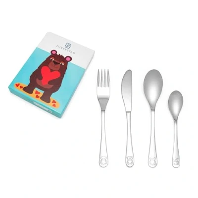 Afbeelding van Zilverstad Children&#039;s cutlery 4 pcs Bear w. heart s/s